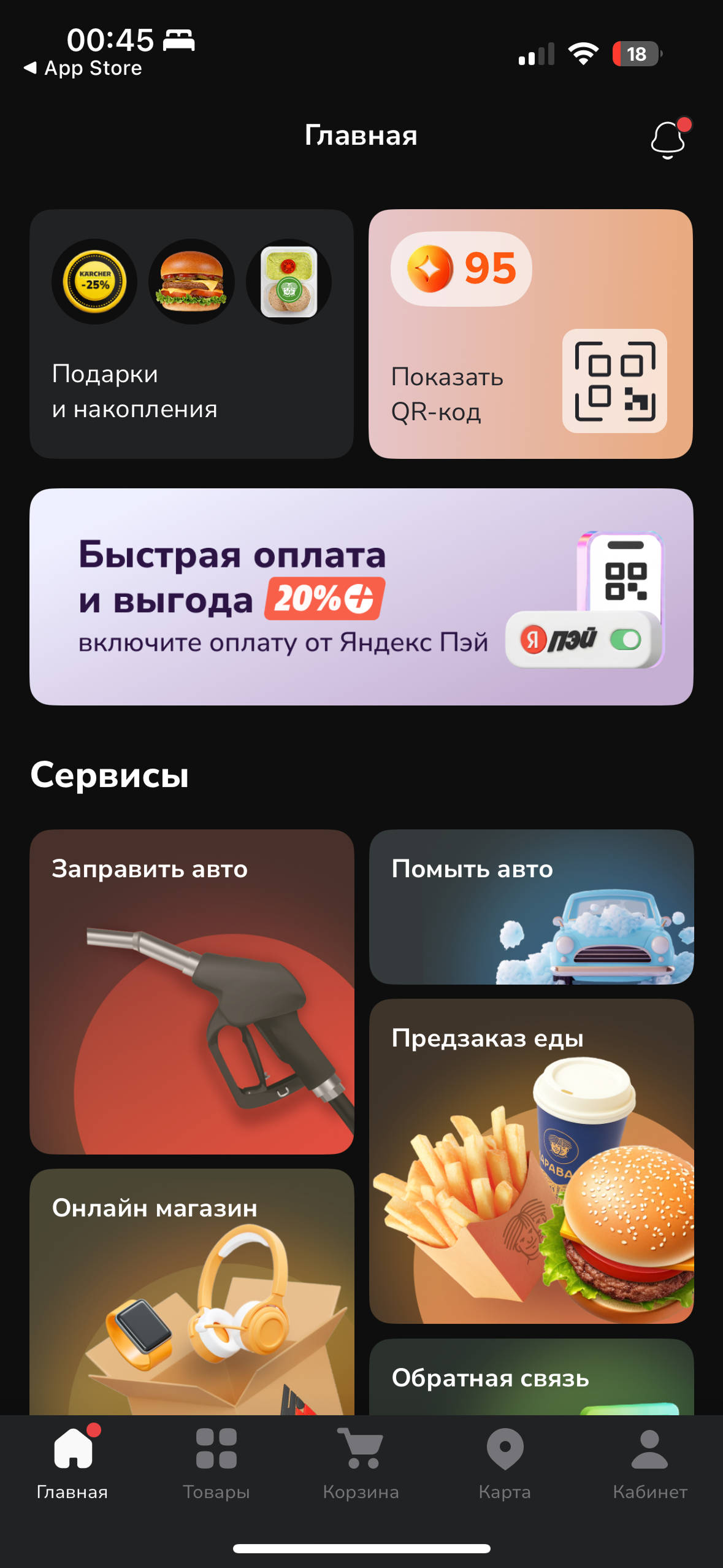 App home screen